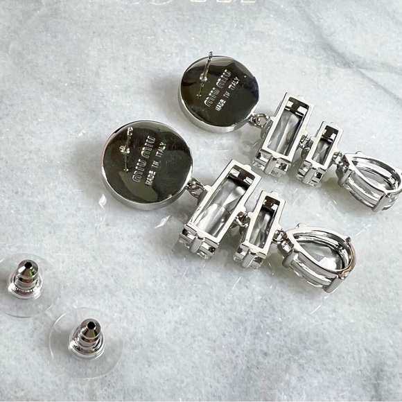 Miu Miu Pink Swarovski Crystal Post-Back Earrings - Picture 4 of 9